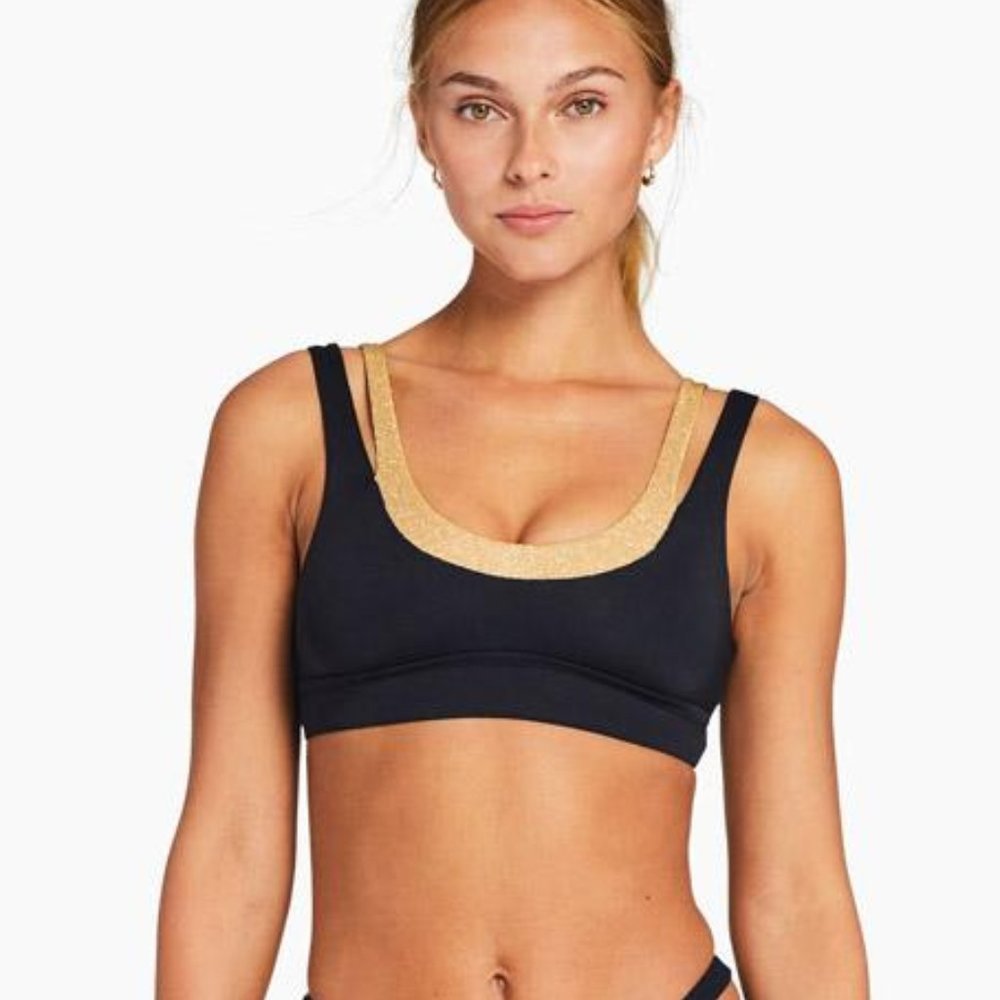 NWT Vitamin A Stardust Metallic Bralette Bikini EcoLux Top in Stardust sz Small
